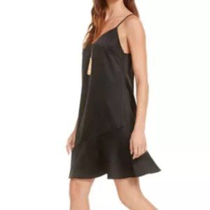 Bar III Black satin Mini V-neck Slip Dress
